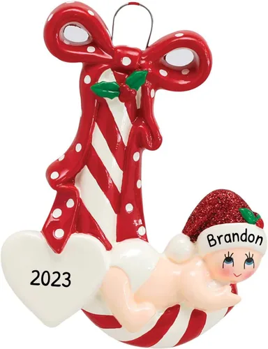 Vista 6 de Adornos personalizados para la primera Navidad del bebé 2024 – Adornos de Navidad personalizados para bebé recién nacido, adorno de primera Navidad