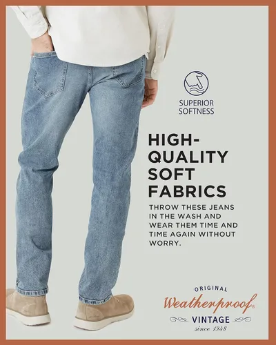 Vista 5 de Weatherproof Vintage Jeans para hombre Jeans de mezclilla súper suaves Jeans elásticos para hombre, jeans azules y negros para hombres, jeans