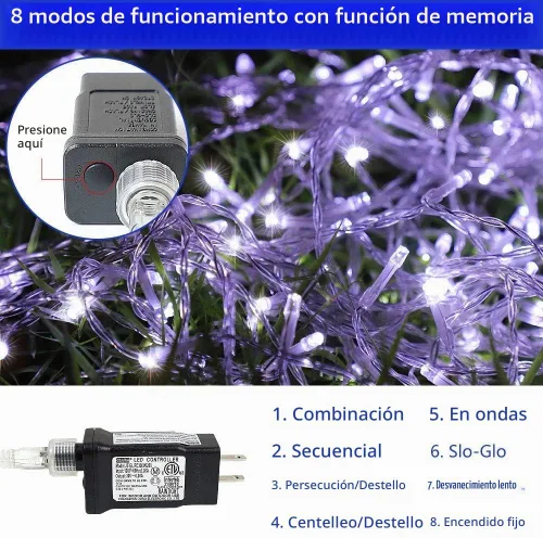 Vista 6 de Tiras de luces con estrella para decoración de Navidad al aire libre, 320 LED, 16.4 pies, luces de Navidad [8 modos y resistente al agua]
