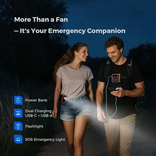 Vista 4 de SEAINGO Portable Waist Fan Rechargeable – 10000mAh, 42 ft/s Max, 5 Speeds 16000RPM, Personal Cooling Wearable Clip Body Belt Shirt Fans, Hanging
