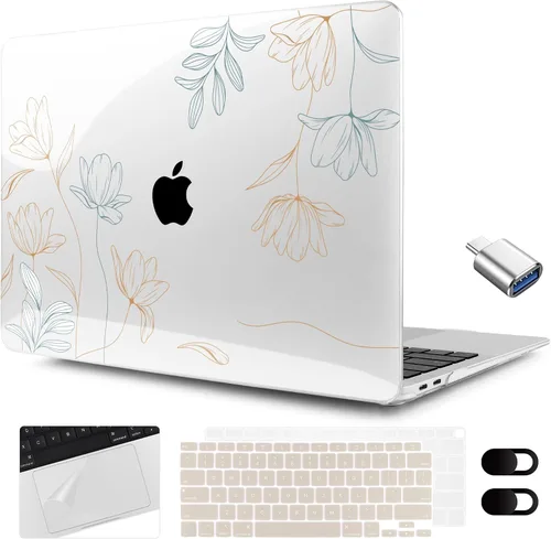 Vista 19 de MEEgoodo Funda para MacBook Air de 13.3 pulgadas 2021 2020 2019 2018 A2337 M1 A2179 A1932, carcasa para laptop para MacBook Air M1 con cubierta