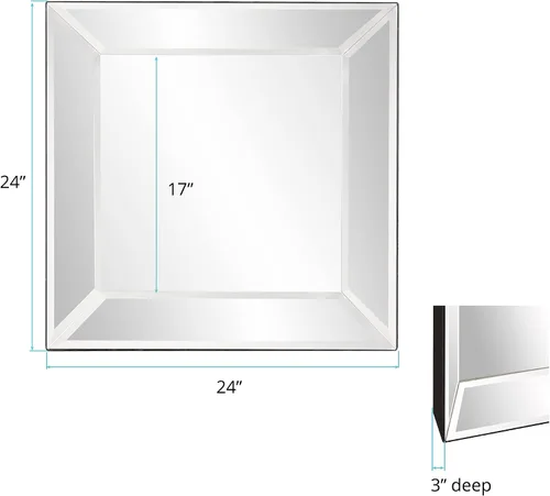 Vista 8 de Howard Elliott Vogue - Espejo cuadrado para colgar de pared o tocador, marco de espejo, 24 x 24 pulgadas