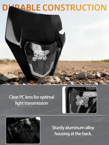 Vista 4 de JFG RACING - Kit de faro delantero LED universal para la mayoría de motocicletas, motocross, enduros, minimotos, supermotos CR CRF XR YZ YZF XC XCF