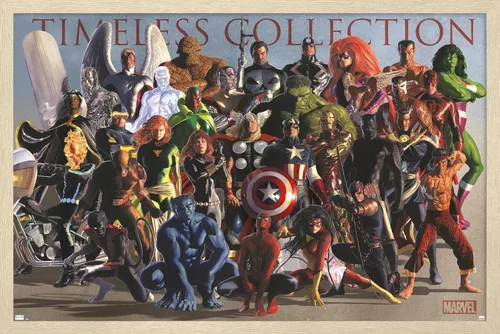 Vista 7 de Marvel Comics Group - Póster de pared, 22.4 pulgadas de largo x 14.7 W, versión enmarcada de madera de granero