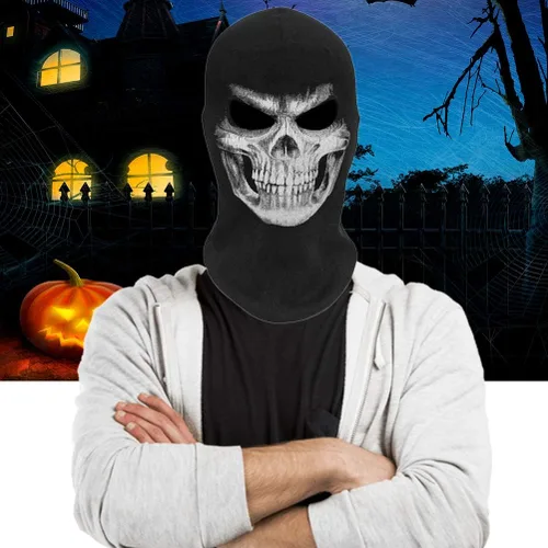 Vista 4 de Gazaar 3D Skeleton Mask Skull Mask for Halloween, Full Face Balaclava
