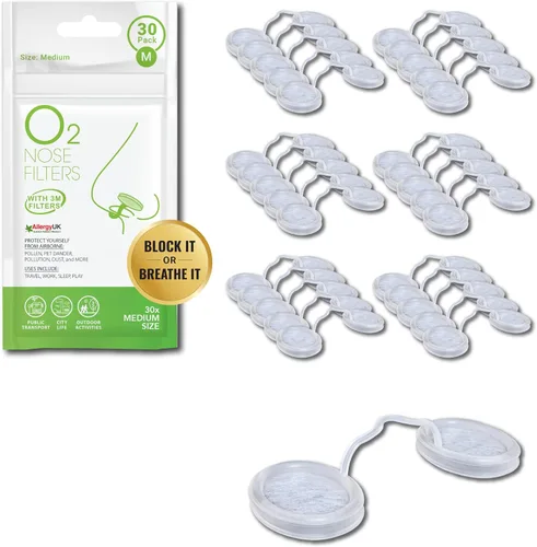 Vista 8 de Filtros de nariz O2 con filtración 3M, pantallas nasales para alergias, polvo y humo, filtros nasales sin drogas y sin látex, protección invisible