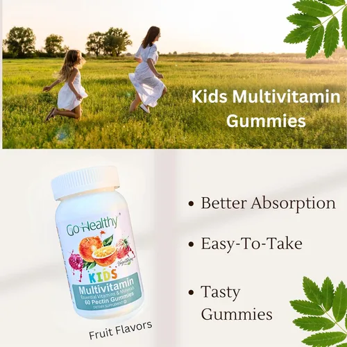 Vista 3 de Go Healthy - Gomitas multivitamínicas para niños, vitaminas vegetarianas de gomitas, sin OMG, sin gluten, Kosher y halal, 30 porciones