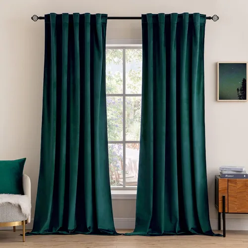 Vista 19 de MIULEE Cortinas de terciopelo de 84 pulgadas de largo, juego de 2 paneles para dormitorio, con pestaña trasera plisada, de lujo, aislamiento