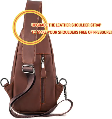 Vista 3 de YUAN FAN Bolso bandolera de cuero para hombre, bolso de transporte oculto para el pecho, bolso de viaje antirrobo
