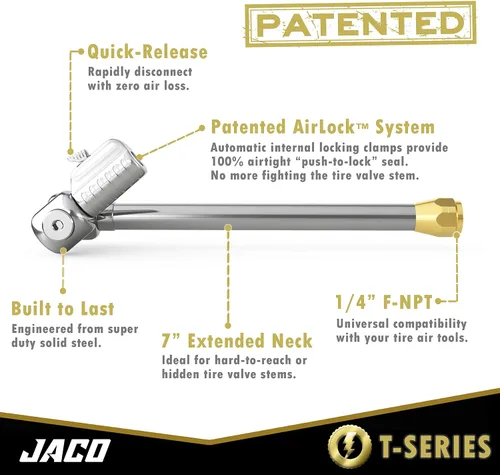 Vista 2 de JACO Lightning T-Series Portabrocas de aire para neumáticos - 1/4" F-NPT (Flujo abierto)