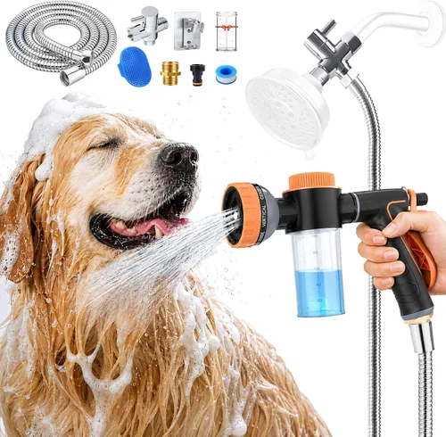 Vista 11 de Accesorio de manguera de lavado para perros con manguera de ducha de 6.6 Negro