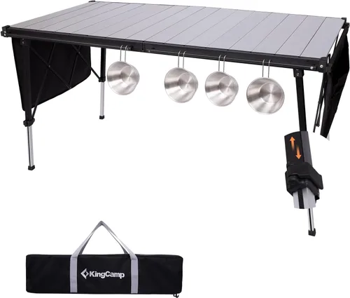 Vista 11 de KingCamp Mesa de camping plegable de 265 libras, mesa de exterior 4P - 42.1 × 27.6 pulgadas - 3 altura ajustable