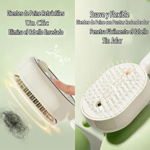 Vista 2 de Cepillo de vapor eléctrico para cabello con spray de agua, cepillo de vapor desenredante para cabello corto, reduce el encrespamiento, nutre