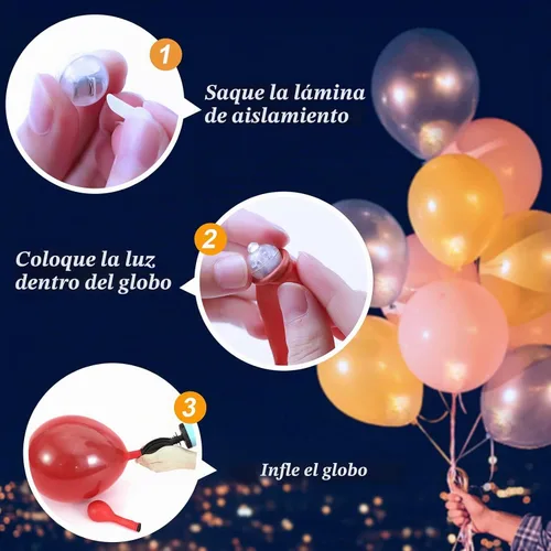 Vista 4 de 50 mini luces LED, globos de luz LED para decoraciones de fiesta, luces de fiesta de neón para linterna de papel, huevos de Pascua, fiesta de Rojo