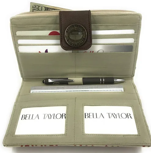 Vista 3 de Bella Taylor - Billetera de microfibra con sistema de organización del dinero en efectivo