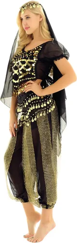 Vista 4 de TiaoBug Women's Belly Dancer India Dance Outfit Halloween Carnival Performance Costume