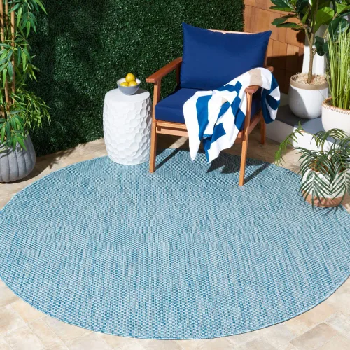 Vista 58 de SAFAVIEH Alfombra Lavable para Exteriores Colección Courtyard - 2'3" x 5', Azul Aqua y Gris, No Desprende Pelusa y Fácil Limpieza, Ideal para Patio