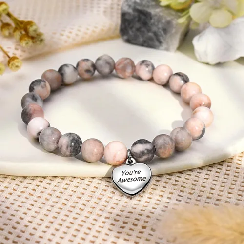 Vista 4 de VGWON Regalos únicos inspiradores para mujeres, pulseras de piedra natural, regalos de cumpleaños para mejores amigas para mujeres y adolescentes, a