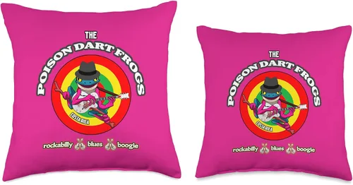 Vista 3 de Poison Dart Frogs Cartoon Retro Rockabilly Fifties Hotrod Throw Pillow