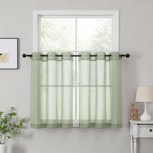 Vista 34 de OWENIE Cenefa transparente con ojales negros para ventanas, 2 paneles de 52