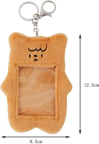 Vista 5 de Tooe 3 pulgadas Kpop Photocard Holder Llavero Y2K Kawaii Coreano Tarjetero Felpa Diablo Funda Linda Estética Foto Manga, Púrpura