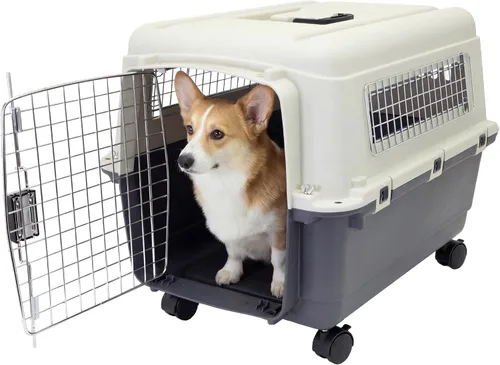 Vista 16 de SportPet Designs Perreras de plástico, Jaulas de viaje para perro, de plástico con ruedas, aprobadas para aerolínea, con puerta de alambre