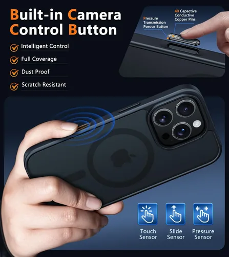 Vista 3 de FNTCASE - Funda para iPhone 16 Pro: magnética, mate, translúcida, de grado militar, protectora contra caídas, resistente, fina, duradera y a prueba