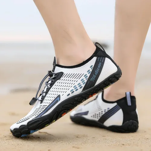 Vista 8 de Whatseaso Zapatos acuáticos para mujeres y hombres, de secado rápido, zapatos descalzos para buceo, natación, surf, aqua, caminar, playa, yoga