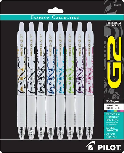 Vista 2 de Pilot G2 - Bolígrafos de gel de alta calidad, punta fina de 0.028 in, colores surtidos, paquete de 8
