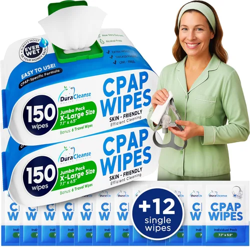 Vista 8 de Dura Cleanse Toallitas de limpieza extra grandes y extra húmedas para cara completa, máscaras nasales, 50 toallitas de viaje CPAP, limpiador sin