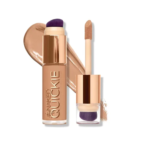 Vista 6 de Urban Decay Quickie Corrector impermeable de cobertura completa 24 horas, acabado mate natural, vitamina E hidratante, cepillo de pulido de doble