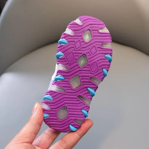 Vista 9 de Zapatos de vestir ajustables para caminar para bebés y niñas zapatos deportivos luminosos zapatos de bebé ligeros con brillo morado 12-18 meses