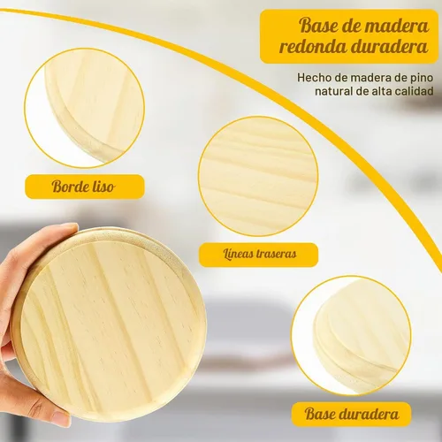 Vista 3 de Jetec - Placa de madera redonda de 5 pulgadas, círculos de madera