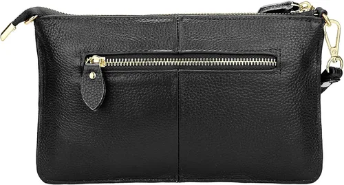 Vista 4 de Uromee Cartera de mano para mujer, de piel auténtica, con cadena de hombro desmontable