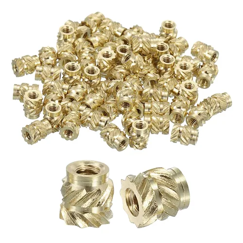 Vista 52 de uxcell Tuercas de inserción moleteadas, 100 piezas M1 x 1.5mm L x 2mm DE 3D Impresión de latón Tuercas de inserción roscadas hembras Insertos