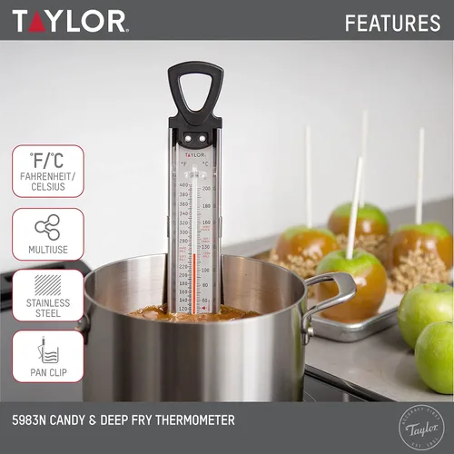 Vista 2 de Taylor Precision Products, termómetro de acero inoxidable para dulces/frituras, Negro
