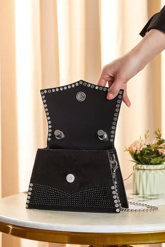 Vista 3 de Bolso de noche cruzado con diamantes de imitación con purpurina Bolso de mano de cristal de moda con asa superior para cóctel, fiesta, club, bolso