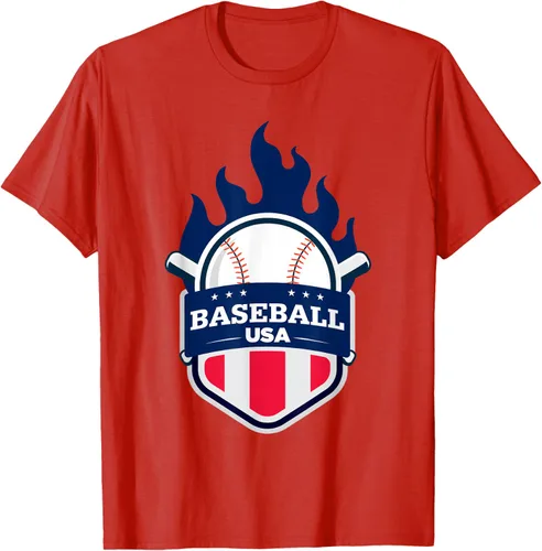 Vista 76 de Baseball USA Support the Team Shirt - Camiseta con la bandera de Estados Unidos, Blanco, S