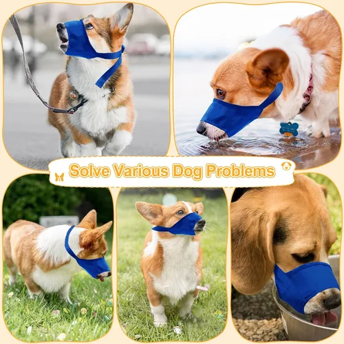 Vista 2 de Coppthinktu Bozal para perro, 7 bozales para morder, ladrar, masticar, cubierta ajustable para la boca de perro para perros pequeños, medianos
