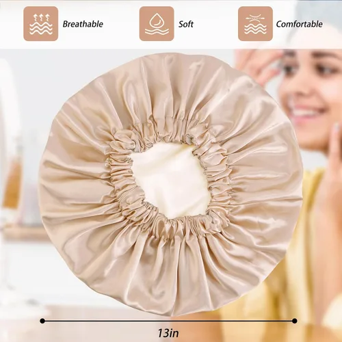 Vista 5 de Capó de satén de seda capó capó para dormir capó de satén para cabello natural capo para mujeres capó de seda para cabello natural (champán)