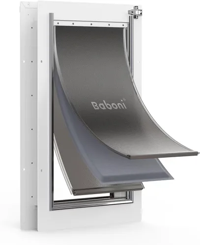 Vista 13 de Baboni Dog Door for Door,Durable Plastic Frame,Small(Plus) Pets Up to 20 Lb,for Interior and Exterior Doors,Aluminum Lock,Metal Panel,Strong