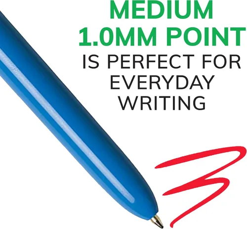 Vista 2 de BIC - Bolígrafo retráctil original de 4 colores con punta media de 1.0 mm, 3 unidades con tinta surtida