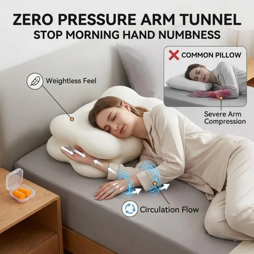 Vista 3 de Cloud Pillow for Sleep, Memory Foam Cervical Pillow for Pain Relief Sleeping, Ergonomic Cervical Pillow with Replacement Pillowcase, Breathable Dark