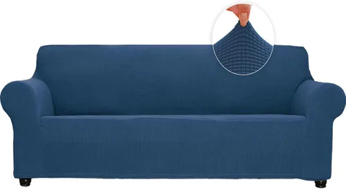 Vista 35 de Funda elástica suave para sofá de 3 cojines, protector de muebles, transpirable, lavable, tela jacquard, cuadros pequeños con parte inferior Beige