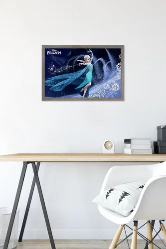 Vista 6 de Trends International Disney Frozen - Póster de pared de Elsa, 22.4 pulgadas de largo x 14.7 pulgadas, versión enmarcada en madera de granero