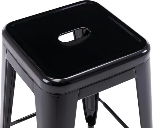 Vista 7 de Vogue Furniture Direct 24" Taburetes de bar de metal sin respaldo negros para interiores/exteriores, altura para encimera con asiento cuadrado