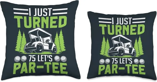 Vista 3 de I Just Turned 75 Let's Par-Tee Party Golf Cart I Just Turned 75 Let's Par-Tee - Almohada de 16 x 16 pulgadas, multicolor