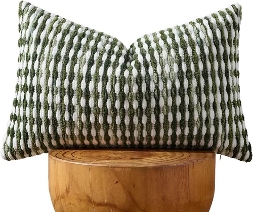 Vista 24 de AmHoo - Funda decorativa de almohada estilo bohemio de chenilla, funda de almohada con borlas tuftadas para sofá, cama, dormitorio, sala de estar