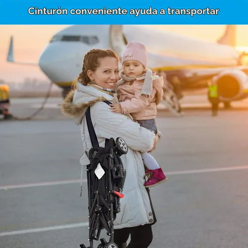 Vista 6 de BABY JOY Cochecito ligero, cochecito de viaje compacto, cochecito de bebé con respaldo ajustable y toldo, soporte para tazas, cesta de Negro
