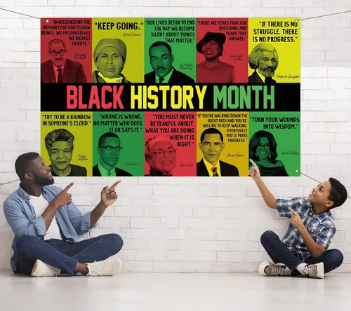 Vista 5 de Nepnuser Decoraciones del mes de la historia negra, telón de fondo de cabina de fotos afroamericana, orgullo negro, gente famosa, escuela, aula